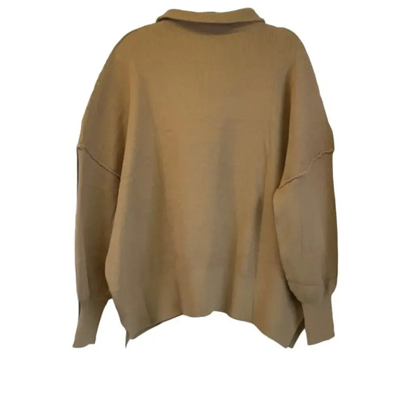 Athmile Womens M Brown Oversize Sweater Quarter Zip Casual - Picture 2 of 8